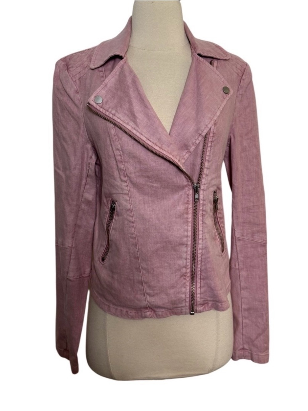 Level 99 Mauve Pink Moto Jacket - Asymmetrical Zip